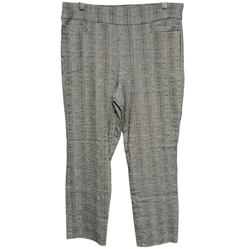 Kim Rogers Millennium Pants Black White Houndstooth Plaid Stretch Tummy Control